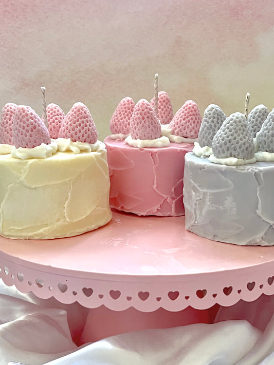 Frosted Cake with Strawberries Scented Candles (Customizable)