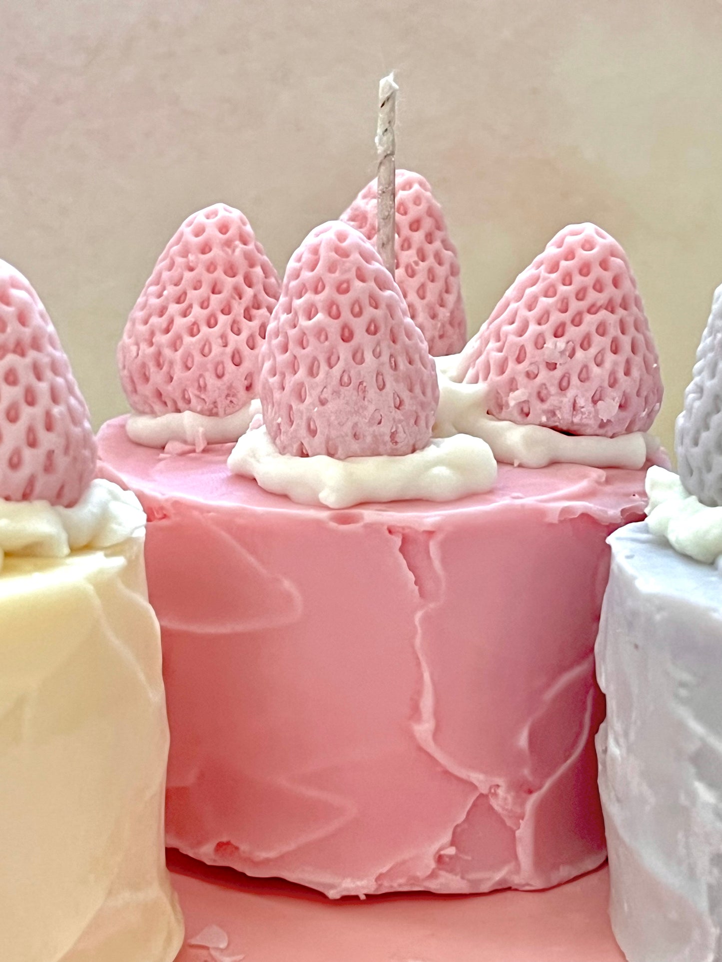 Frosted Cake with Strawberries Scented Candles (Customizable)