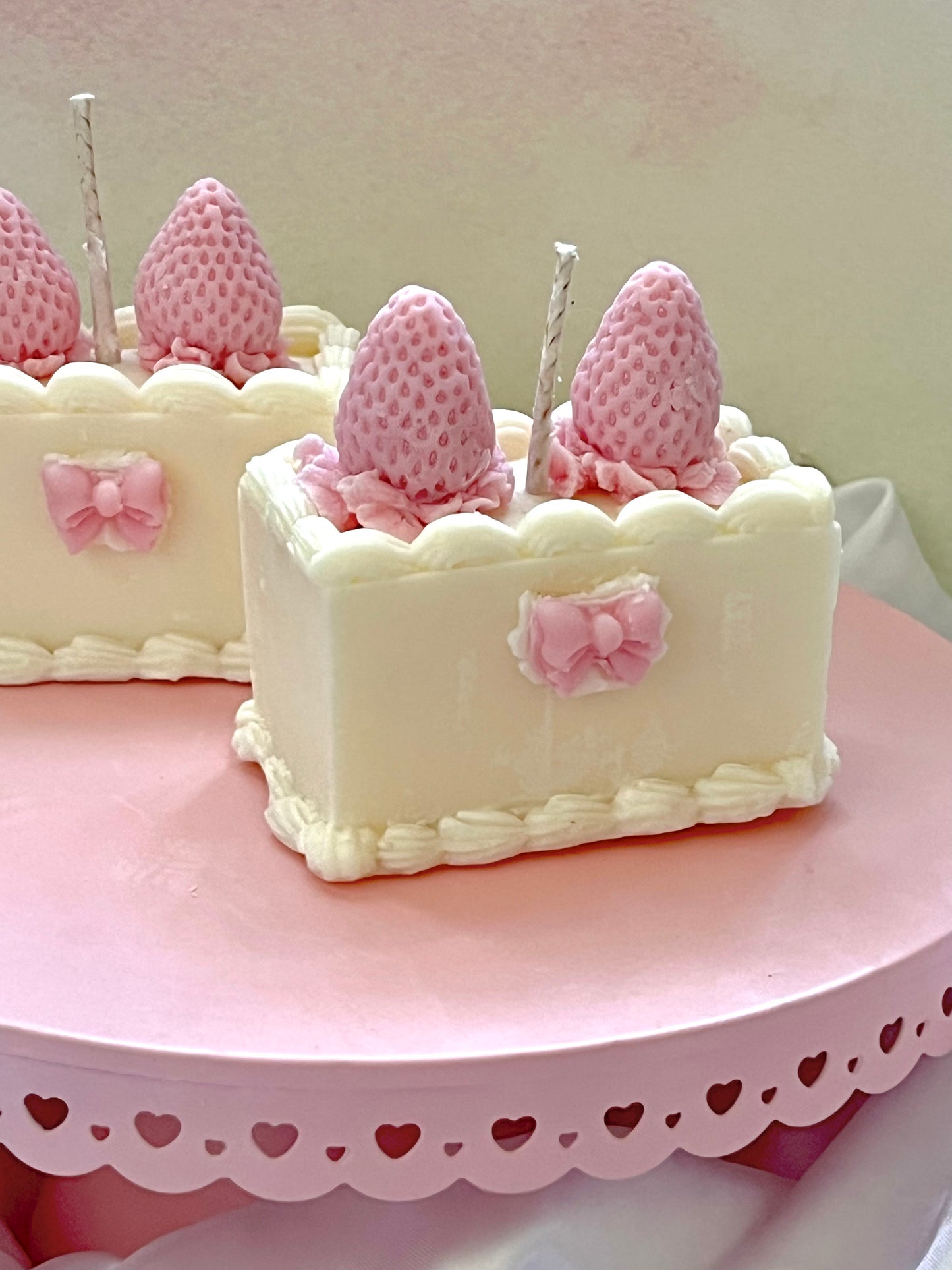 Frosted Cake with Bows & Strawberries