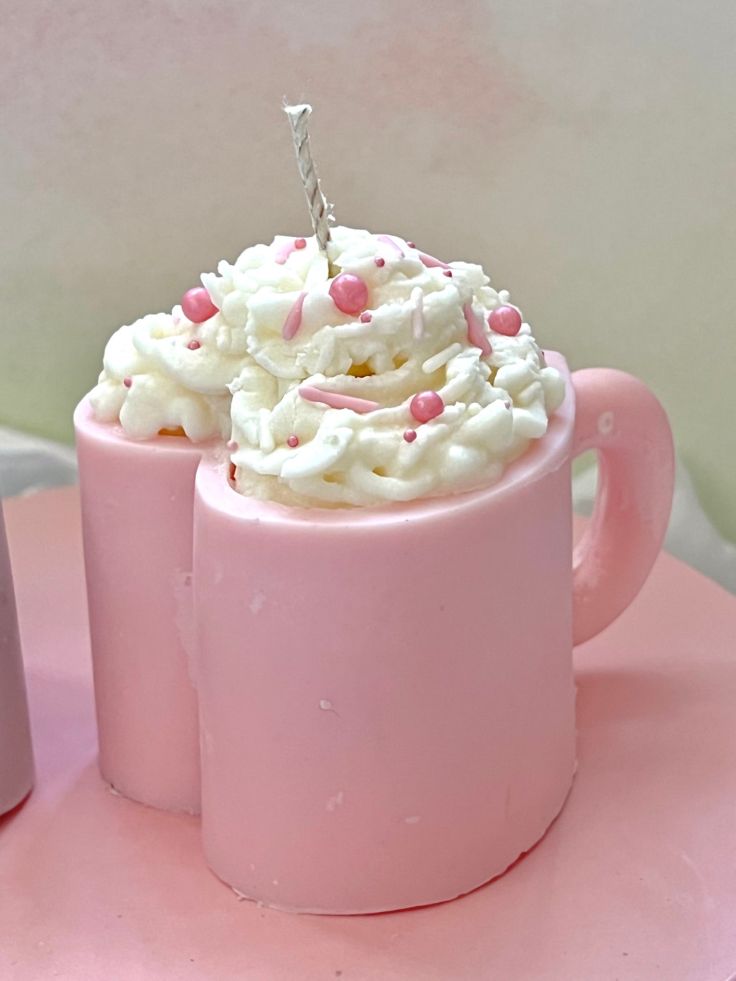Heart Latte Candle with "Whipped Cream" & Sprinkles