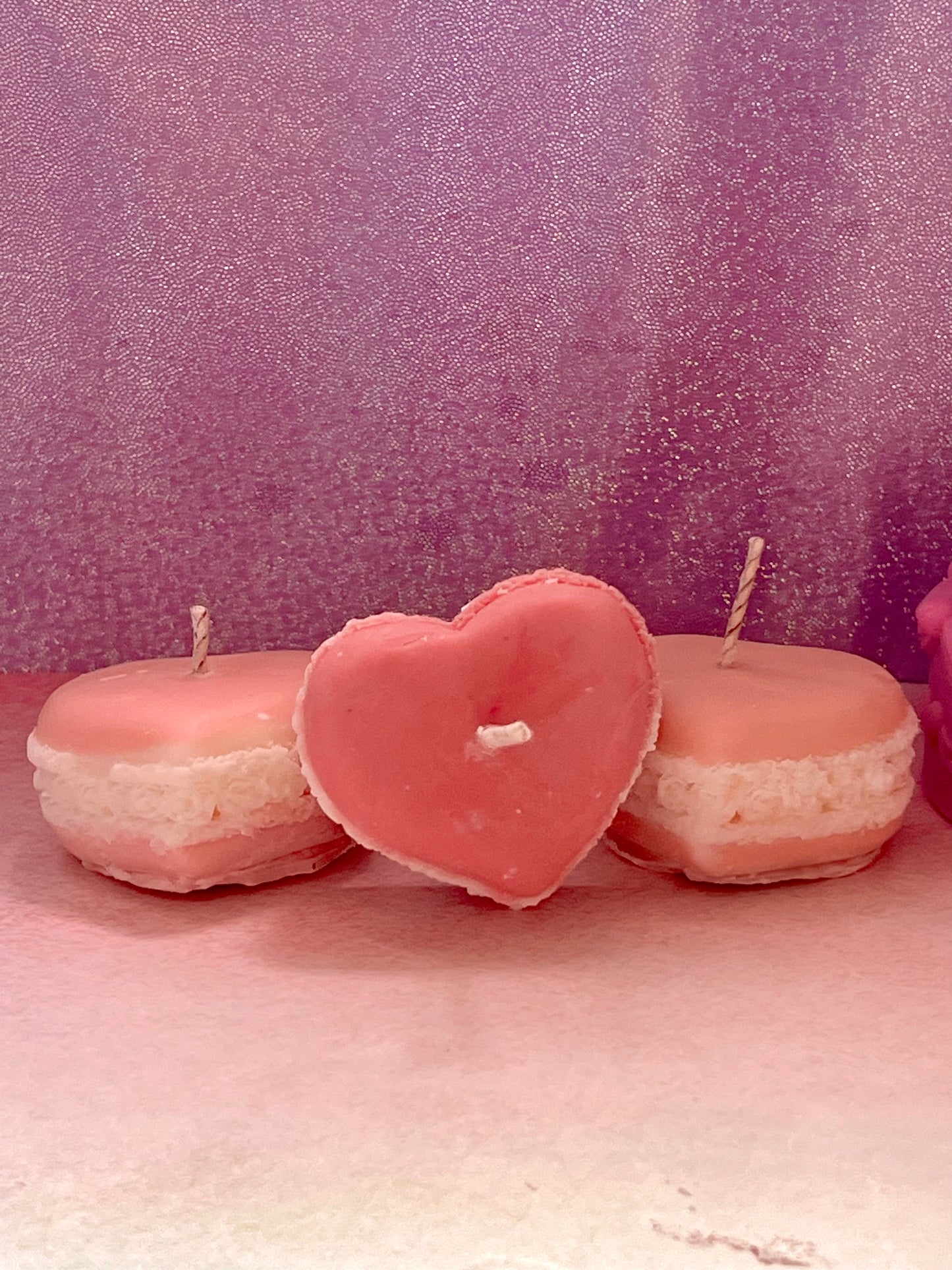 Rose Heart Macaron Candle